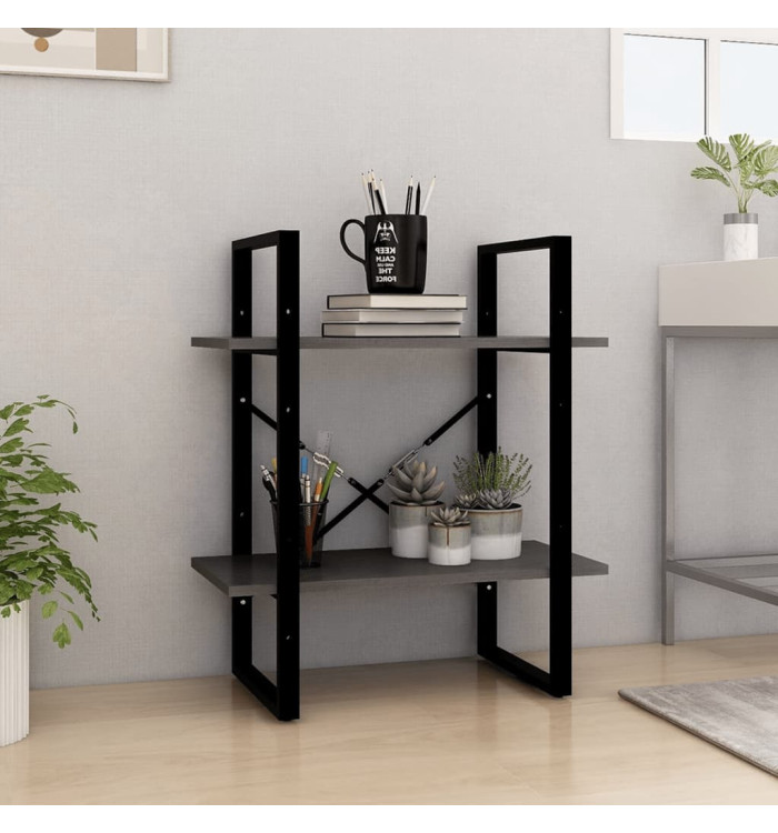 Bibliothèque à 2 niveaux Gris 60x30x70 cm Bois de pin massif | Mobilier & Déco