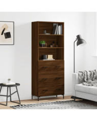 Buffet haut Chêne marron 69,5x34x180 cm Bois d'ingénierie | Mobilier & Déco