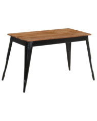 Table à manger Bois d'acacia massif et acier 120x60x76 cm | Mobilier & Déco