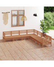 Salon de jardin 7 pcs Bois de pin massif Marron miel | Mobilier & Déco