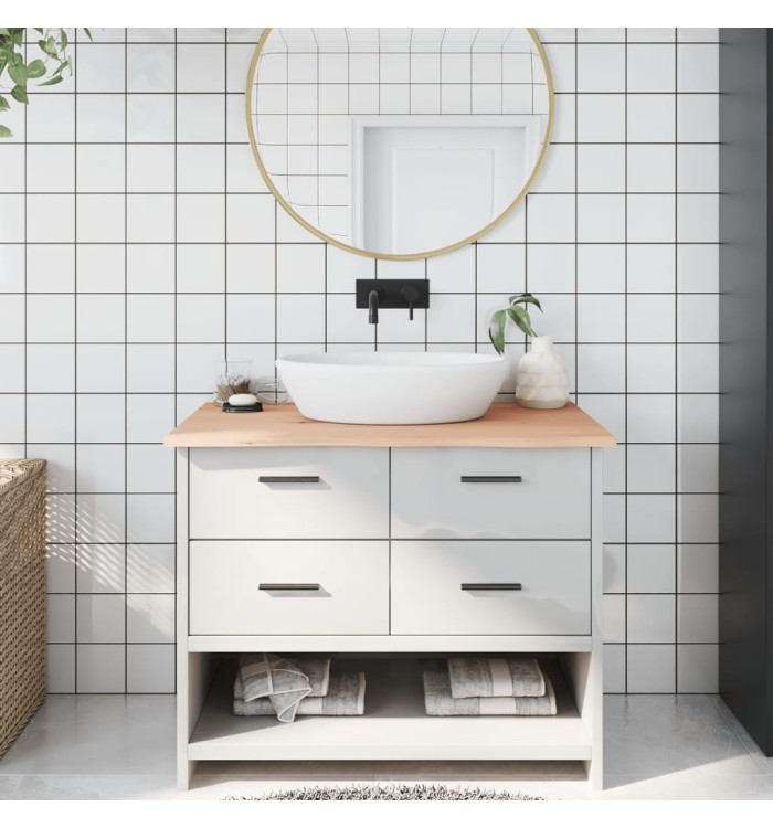 Comptoir de salle de bain 100x50x2 cm bois massif non traité | Mobilier & Déco
