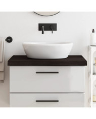 Comptoir de salle de bain marron foncé bois massif traité | Mobilier & Déco