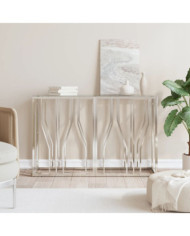 Table console 110x30x70 cm acier inoxydable et verre | Mobilier & Déco