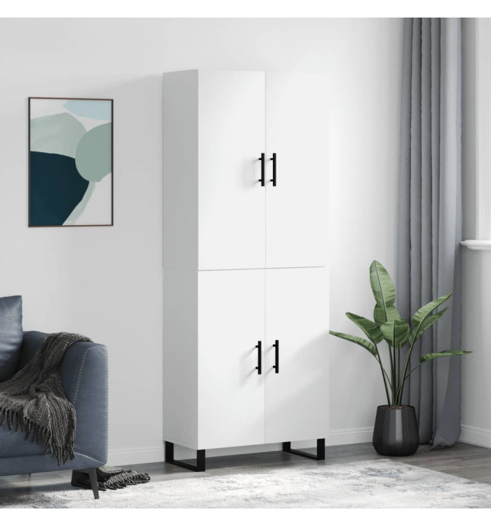 Buffet haut Blanc 69,5x34x180 cm Bois d'ingénierie | Mobilier & Déco