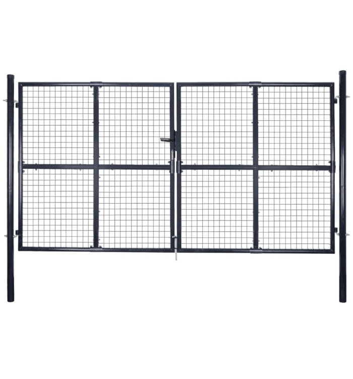 Portail en maille de jardin Acier galvanisé 289x200 cm Gris | Mobilier & Déco