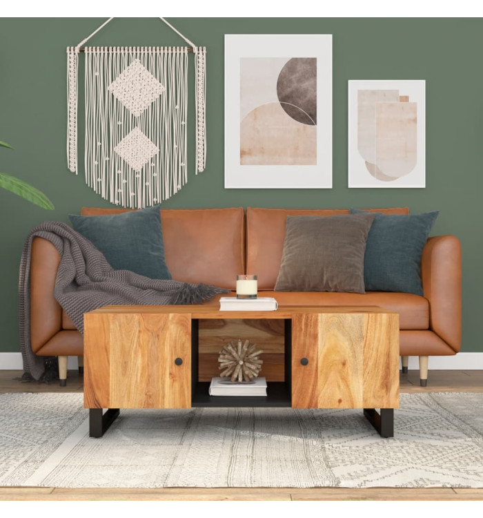 Table basse 100x54x40 cm bois d'acacia solide et d'ingénierie | Mobilier & Déco