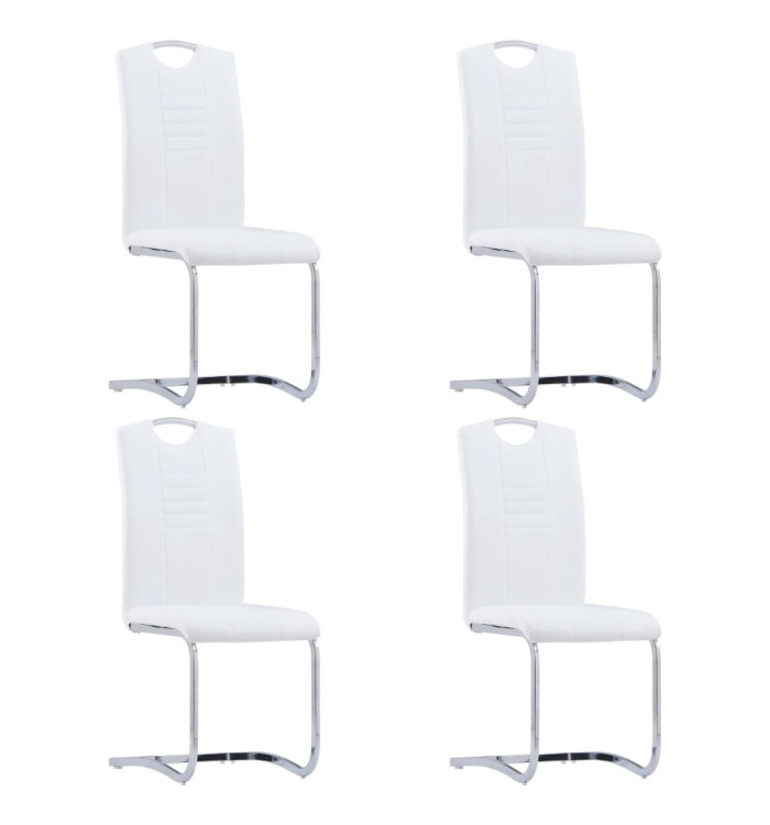 Chaises à manger cantilever lot de 4 blanc similicuir | Mobilier & Déco