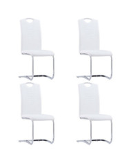 Chaises à manger cantilever lot de 4 blanc similicuir | Mobilier & Déco