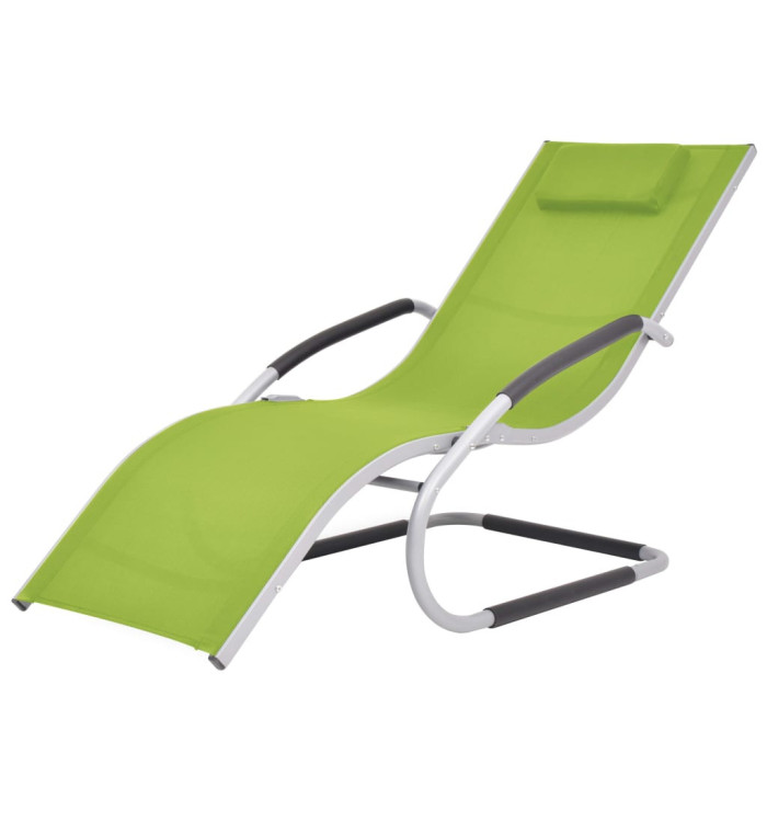 Chaise longue avec oreiller Aluminium et textilène Vert | Mobilier & Déco