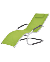 Chaise longue avec oreiller Aluminium et textilène Vert | Mobilier & Déco