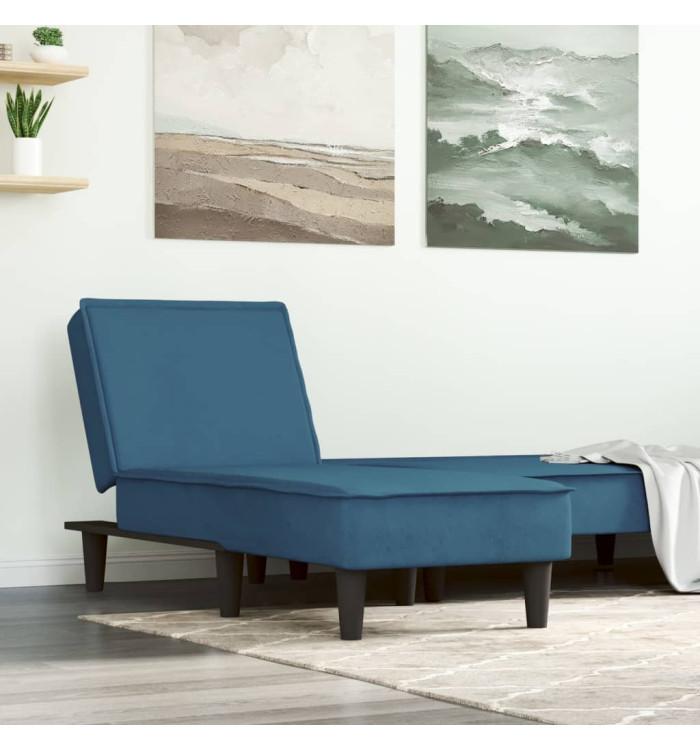 Chaise longue bleu velours | Mobilier & Déco