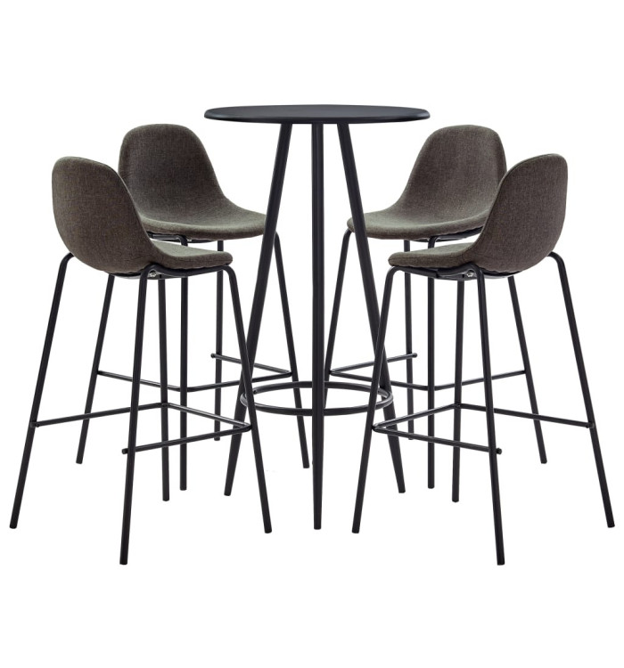 Ensemble de bar 5 pcs Tissu Gris foncé | Mobilier & Déco