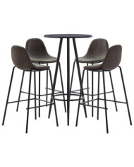 Ensemble de bar 5 pcs Tissu Gris foncé | Mobilier & Déco