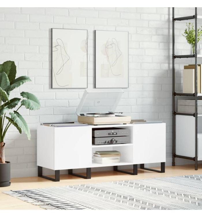Armoire à disques blanc 121x38x48 cm bois d'ingénierie | Mobilier & Déco