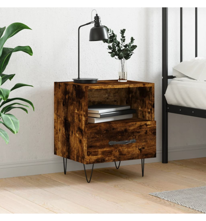 Table de chevet chêne fumé 40x35x47,5 cm bois d’ingénierie | Mobilier & Déco