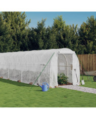 Serre avec cadre en acier blanc 12 m² 6x2x2 m | Mobilier & Déco