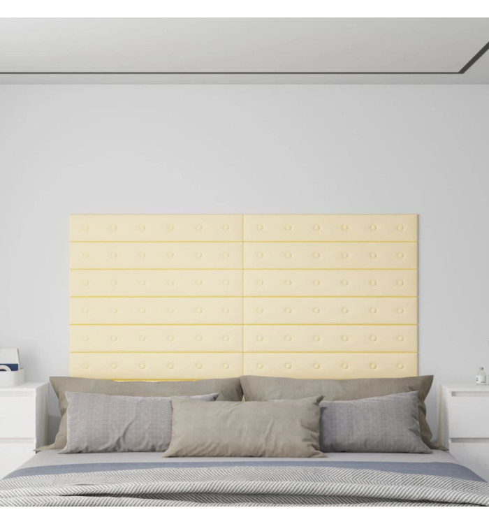 Panneaux muraux 12 pcs Crème 90x15 cm Similicuir 1,62 m² | Mobilier & Déco