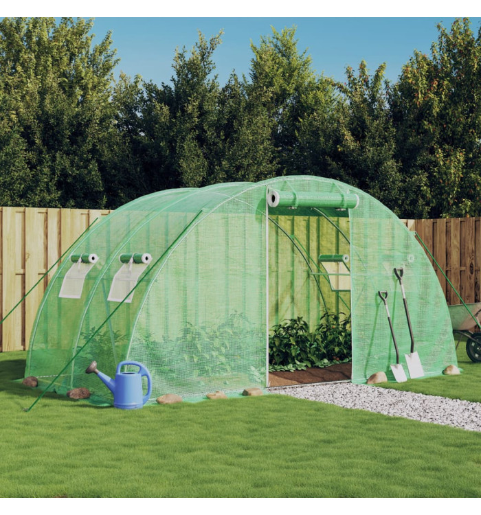 Serre avec cadre en acier vert 8 m² 4x2x2 m | Mobilier & Déco