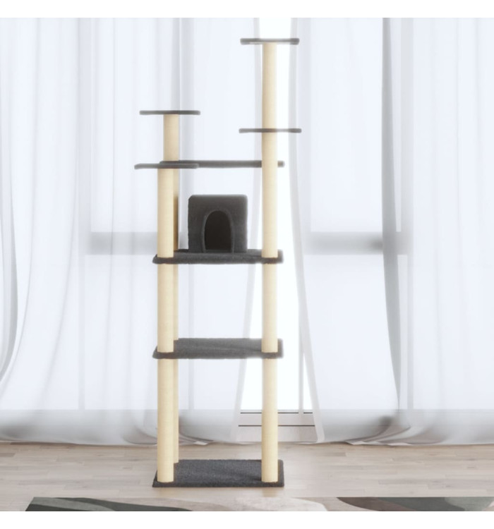 Arbre à chat avec griffoirs en sisal Gris foncé 171 cm | Mobilier & Déco