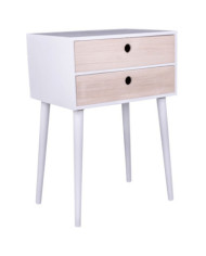 House Nordic Table de chevet Annelies Blanc et naturel | Mobilier & Déco