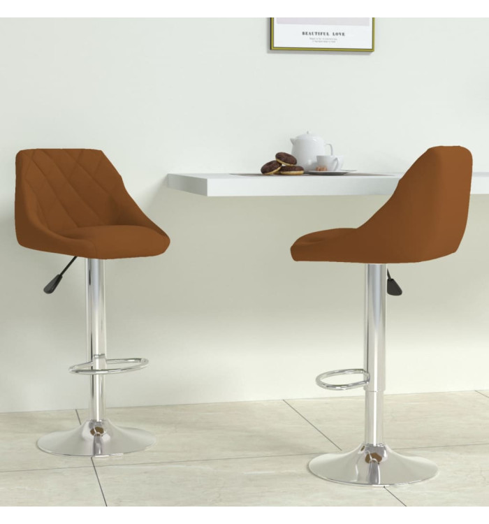 Tabourets de bar lot de 2 marron velours | Mobilier & Déco