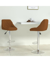 Tabourets de bar lot de 2 marron velours | Mobilier & Déco