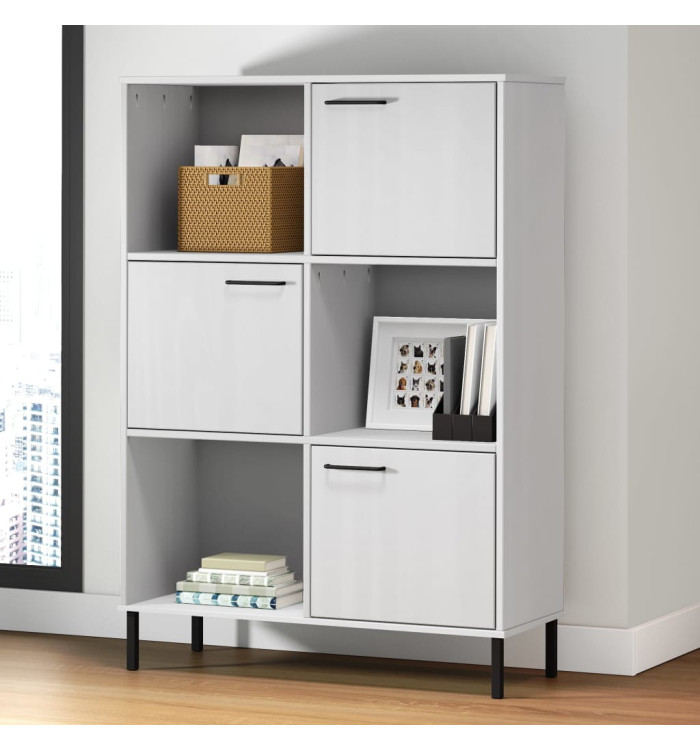 Bibliothèque avec pieds en métal Blanc 90x35x128,5 cm Bois OSLO | Mobilier & Déco