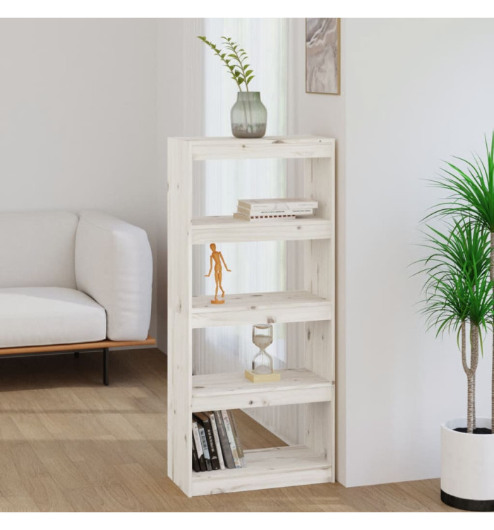 Bibliothèque/Séparateur de pièce Blanc 60x30x135,5cm Pin massif | Mobilier & Déco