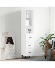 Buffet haut Blanc 34,5x34x180 cm Bois d'ingénierie | Mobilier & Déco