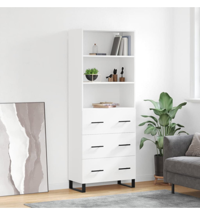 Buffet haut Blanc 69,5x34x180 cm Bois d'ingénierie | Mobilier & Déco