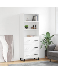 Buffet haut Blanc 69,5x34x180 cm Bois d'ingénierie | Mobilier & Déco