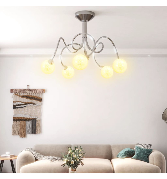 Plafonnier avec abat-jour ronds en verre pour 5 LED G9 | Mobilier & Déco