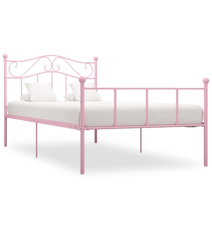 Cadre de lit sans matelas rose métal 100x200 cm | Mobilier & Déco