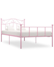 Cadre de lit sans matelas rose métal 100x200 cm | Mobilier & Déco