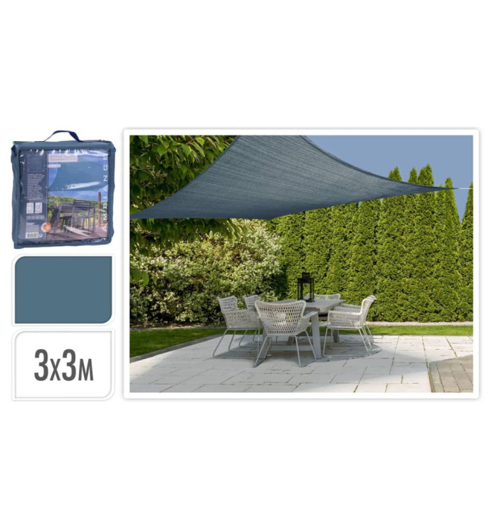ProGarden Toile d'ombrage 3x3 m Bleu Carré | Mobilier & Déco