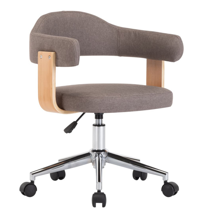 Chaise pivotante de bureau Taupe Bois courbé et tissu | Mobilier & Déco
