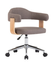 Chaise pivotante de bureau Taupe Bois courbé et tissu | Mobilier & Déco