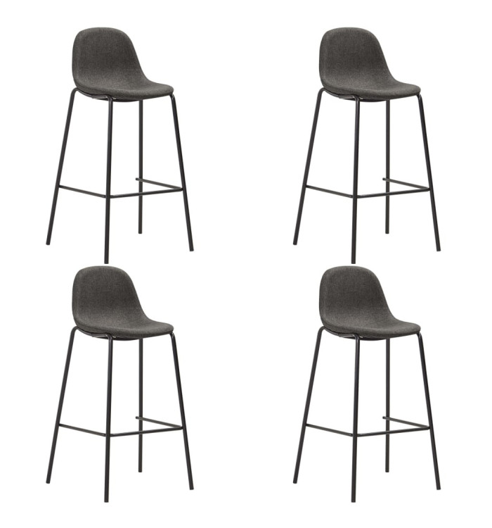 Chaises de bar lot de 4 gris foncé tissu | Mobilier & Déco