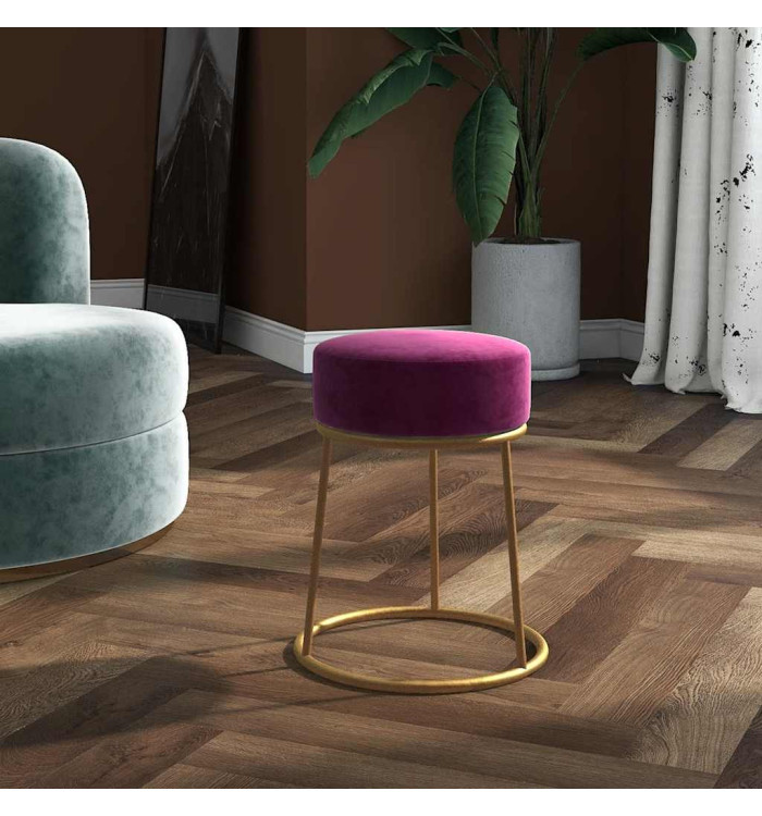 Tabouret rond Violet Velours | Mobilier & Déco