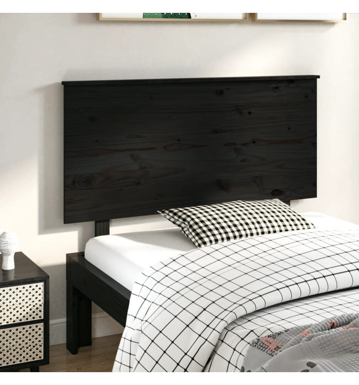 Tête de lit Noir 124x6x82,5 cm Bois massif de pin | Mobilier & Déco