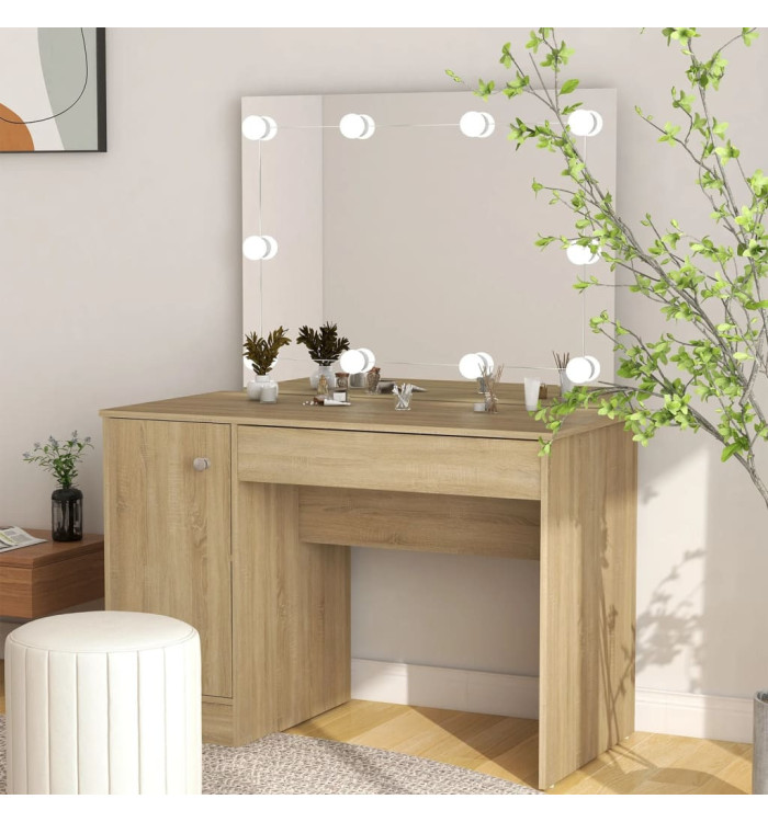 Table de maquillage avec éclairage LED 110x55x145 cm MDF Chêne | Mobilier & Déco