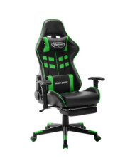 Chaise de jeu avec repose-pied Noir et vert Cuir artificiel | Mobilier & Déco