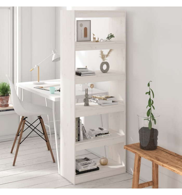 Bibliothèque/Séparateur de pièce Blanc 60x30x167,5cm Pin massif | Mobilier & Déco