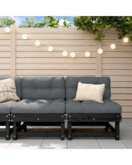 Canapés centraux avec coussins 2 pcs noir bois de pin massif | Mobilier & Déco