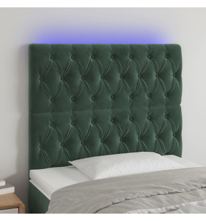 Tête de lit à LED Vert foncé 100x7x118/128 cm Velours | Mobilier & Déco
