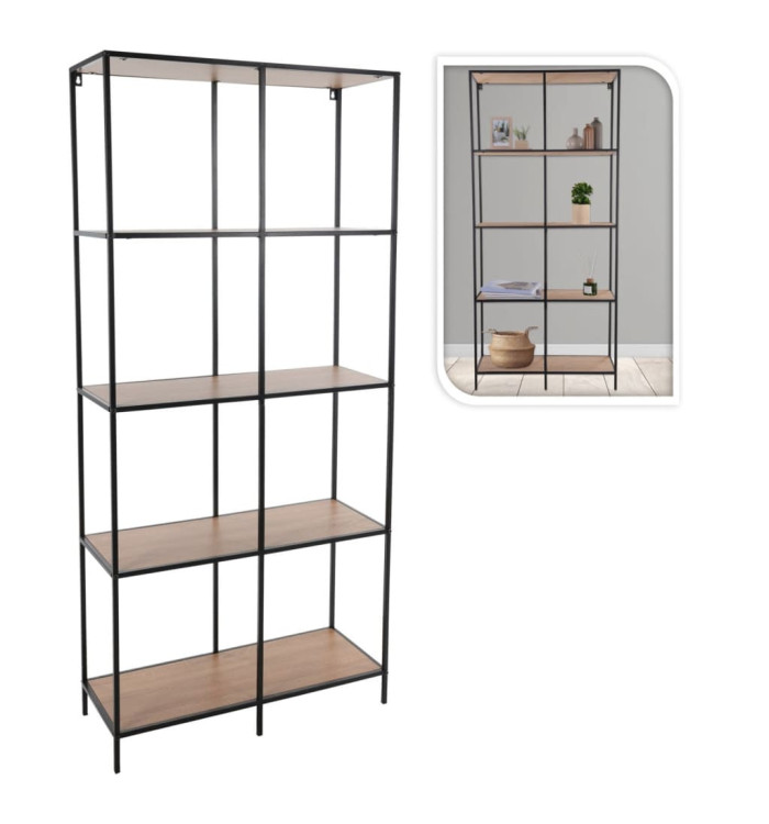HetS Collection Étagère murale à 4 niveaux 78x30x170 cm naturel et noir | Mobilier & Déco