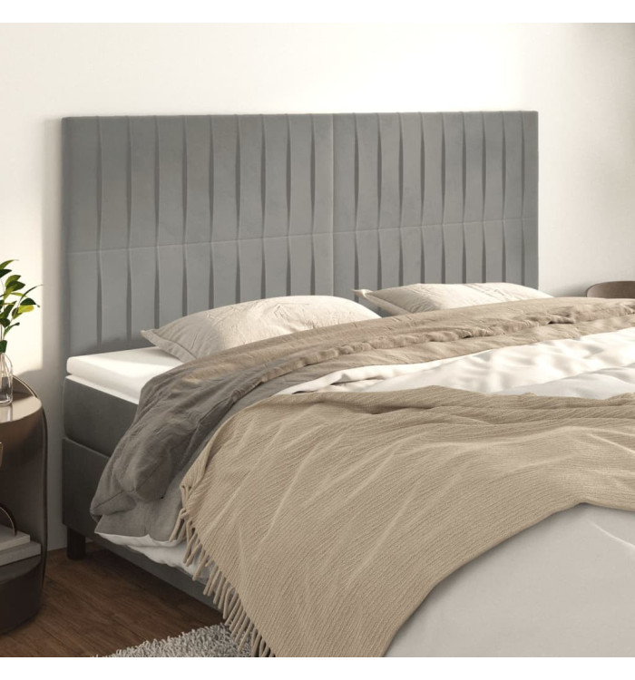 Têtes de lit 4 pcs Gris clair 100x5x78/88 cm Velours | Mobilier & Déco