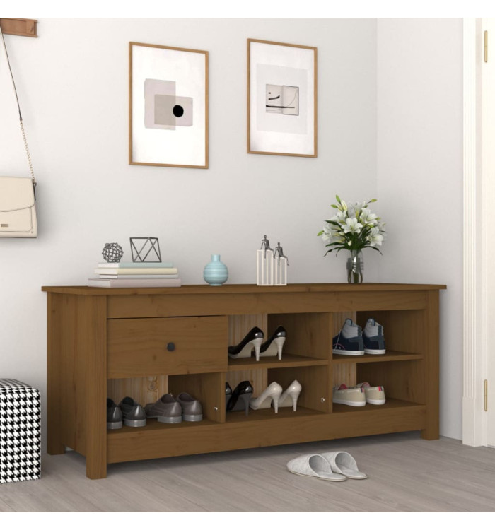 Armoire à chaussures Marron miel 110x38x45,5 cm Bois pin massif | Mobilier & Déco