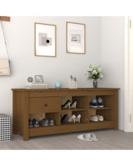 Armoire à chaussures Marron miel 110x38x45,5 cm Bois pin massif | Mobilier & Déco
