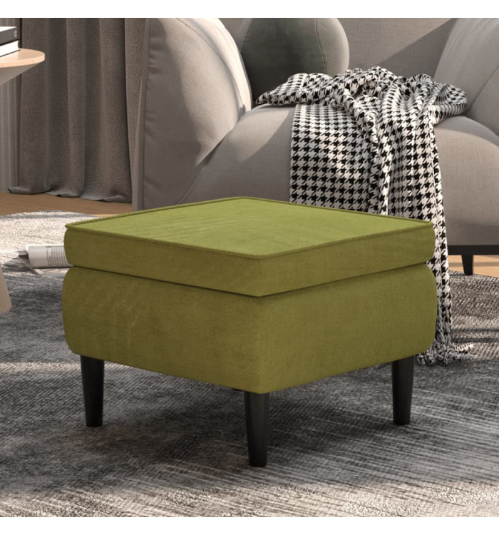 Tabouret avec pieds en bois Vert clair Velours | Mobilier & Déco